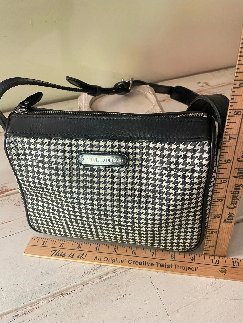 Ralph Lauren Black and White Houndstooth Crossbody